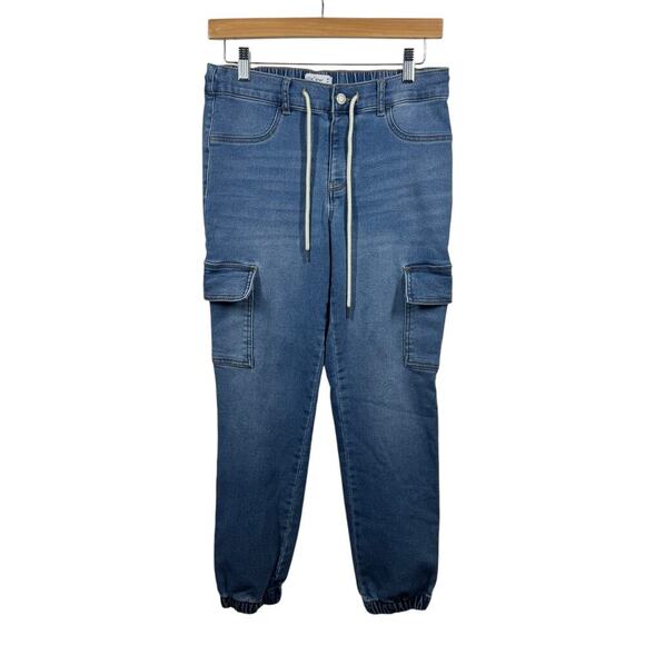 Vanilla Star Jogger Jeans Women M Blue Cargo Mid Rise Stretch Waist Relaxed Pant - Picture 1 of 6